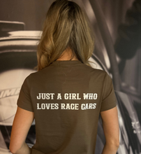 Load image into Gallery viewer, Gas Gal - Just a girl who loves race cars - Tee Shirt