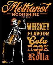 Load image into Gallery viewer, Methanol Moonshine - Whiskey Flavor Cola Rock n Roll - Tee Shirt