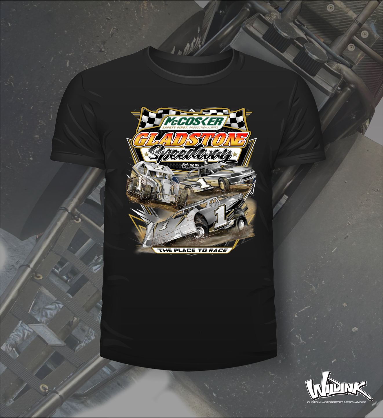 Gladstone Speedway Tee Shirt Wild Ink Australia