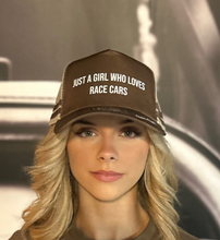Load image into Gallery viewer, Gas Gal - Just a girl who loves race cars - Trucker Cap

