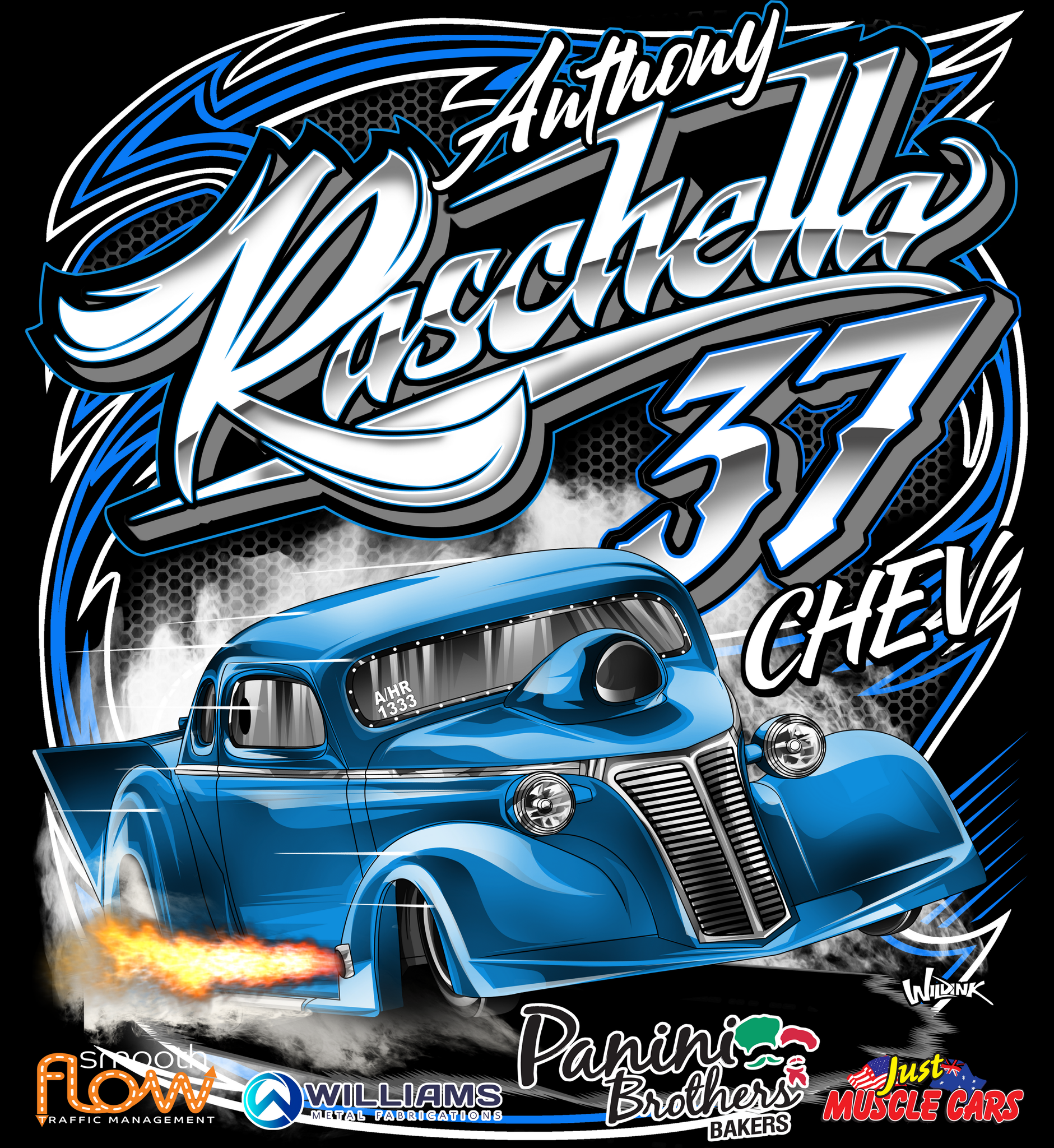 Raschella Racing Anthony Raschella - 37 Chev - Hoodie – Wild Ink Australia