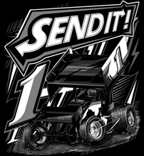 Load image into Gallery viewer, Black and white sprint car that says Send It 
