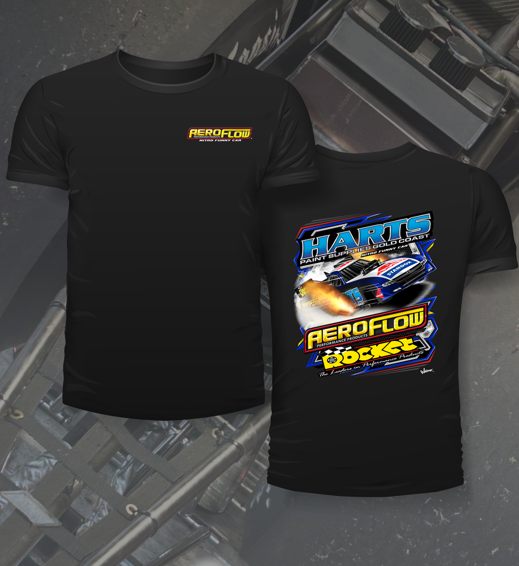 Aeroflow/ Harts Nitro Funnycar - blue - Two Position Print Tee Shirt